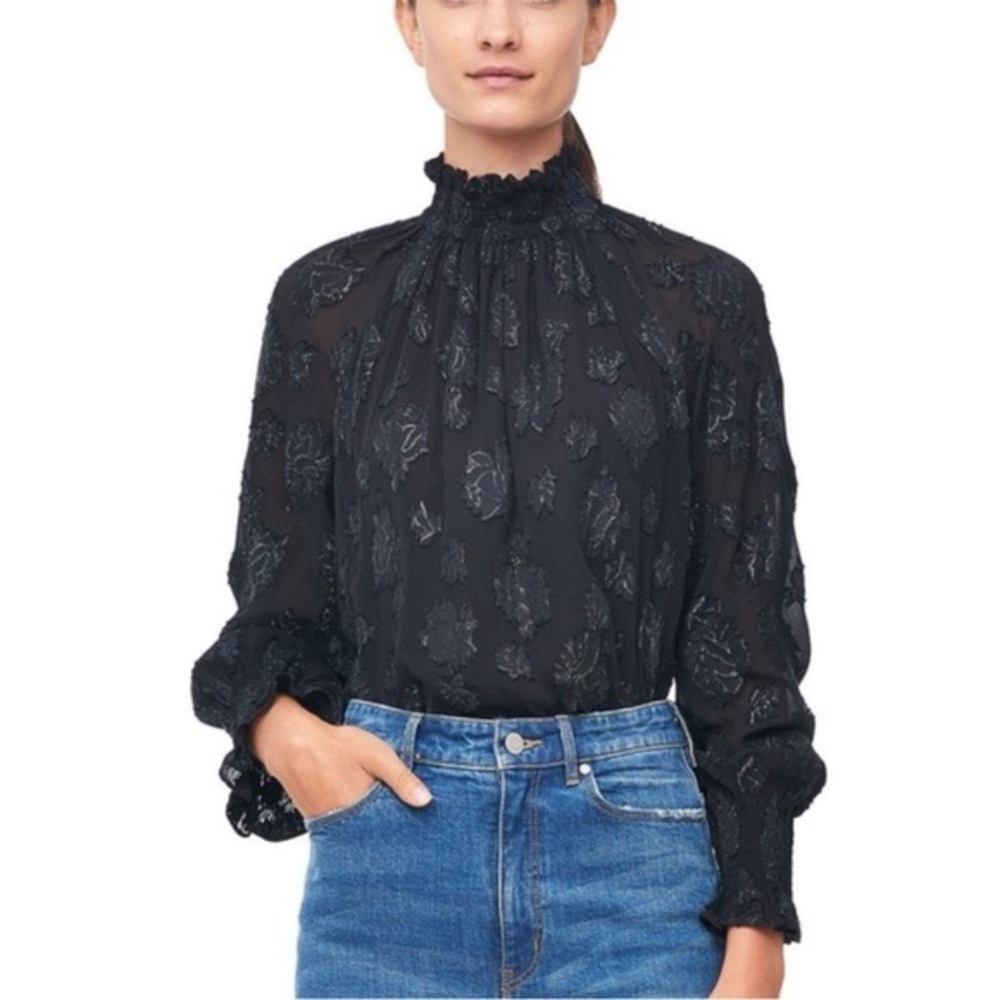 Rebecca Taylor Black Floral Blouse